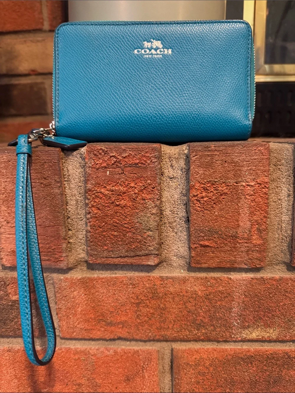 Coach Teal Zip-Around Wristlet Wallet